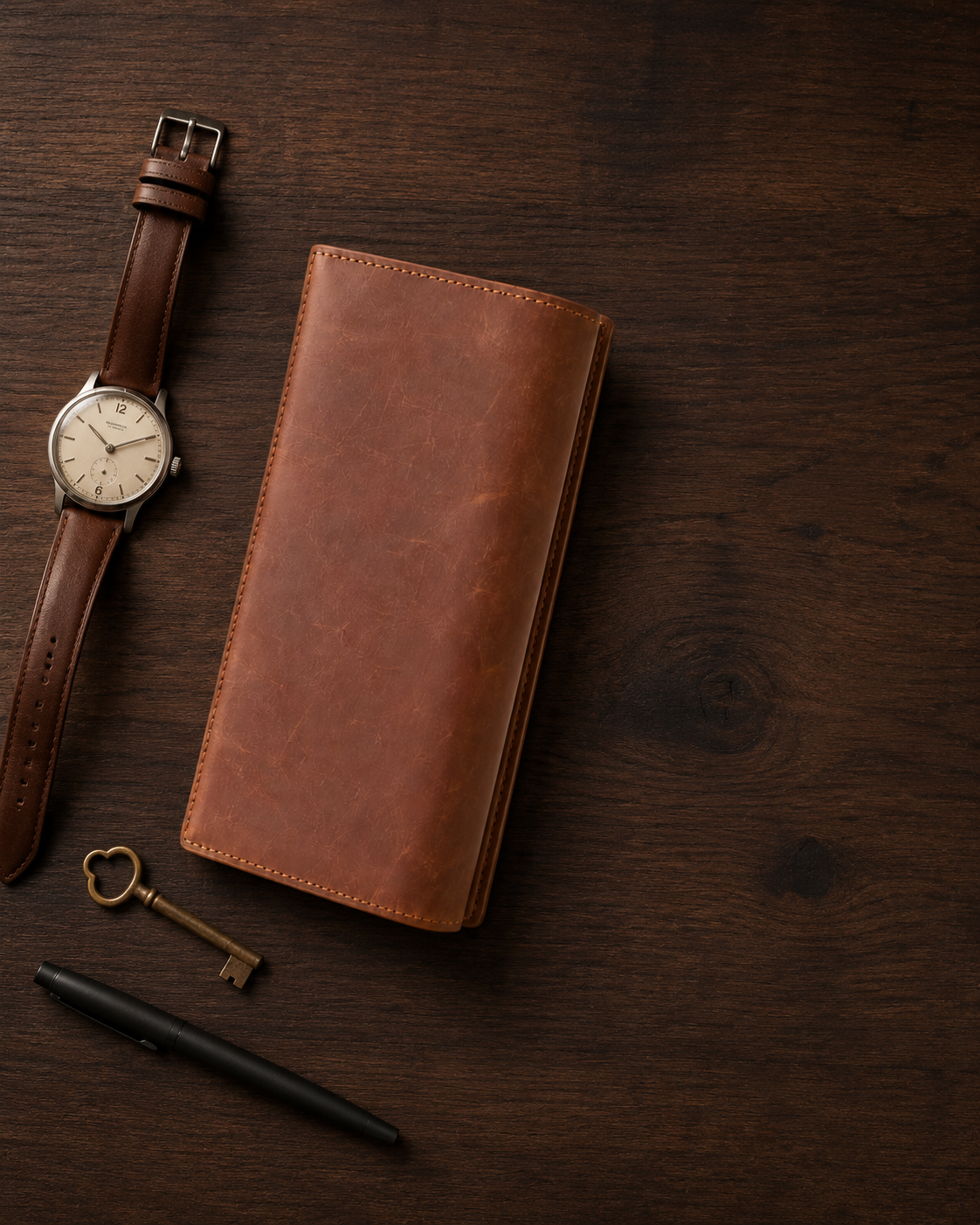Men's Genuine Crazy Horse Leather Long Bifold Wallet | Garut Handcrafted - Gambar 5