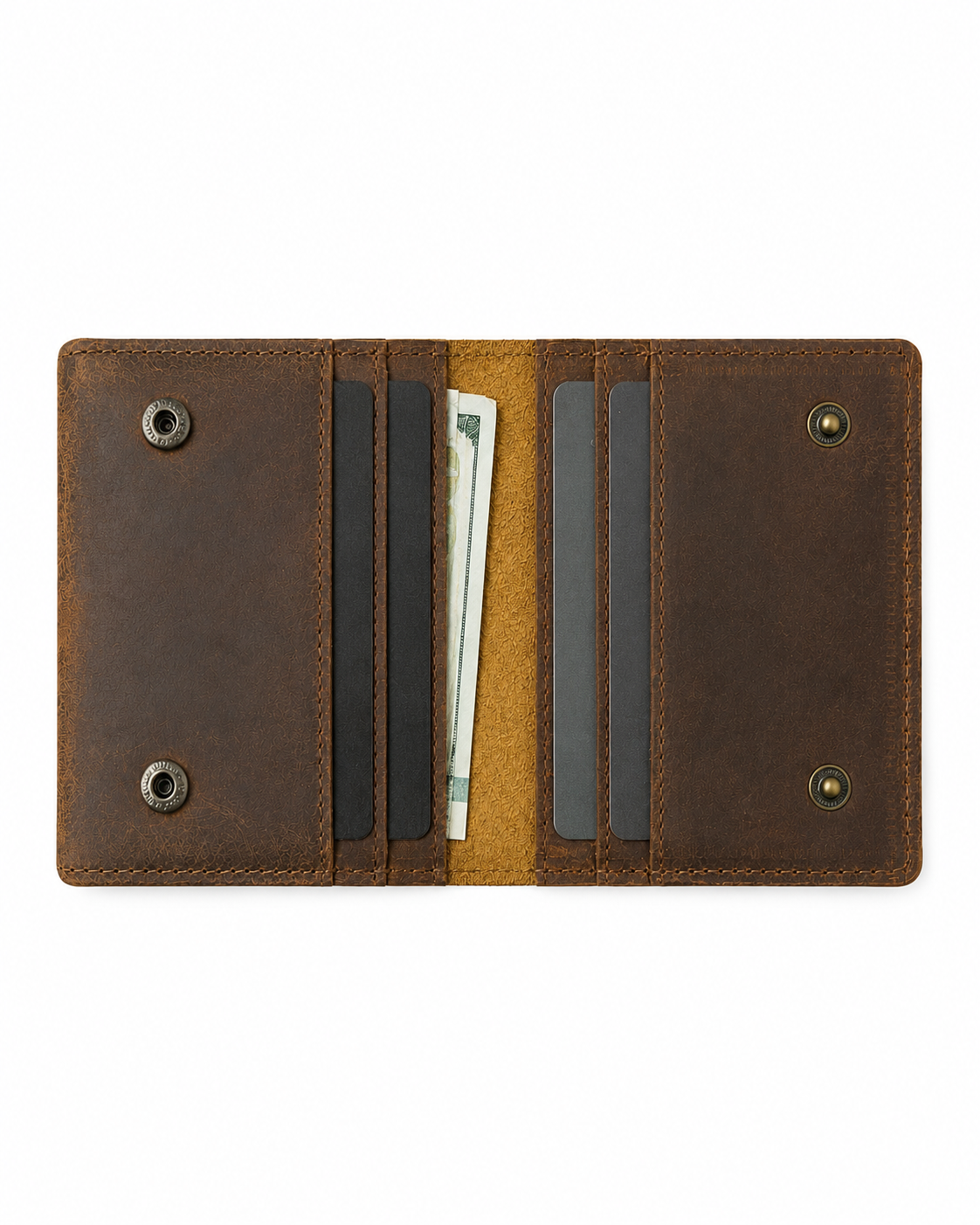 Genuine Leather Card Wallet Crazy Horse - Gambar 3