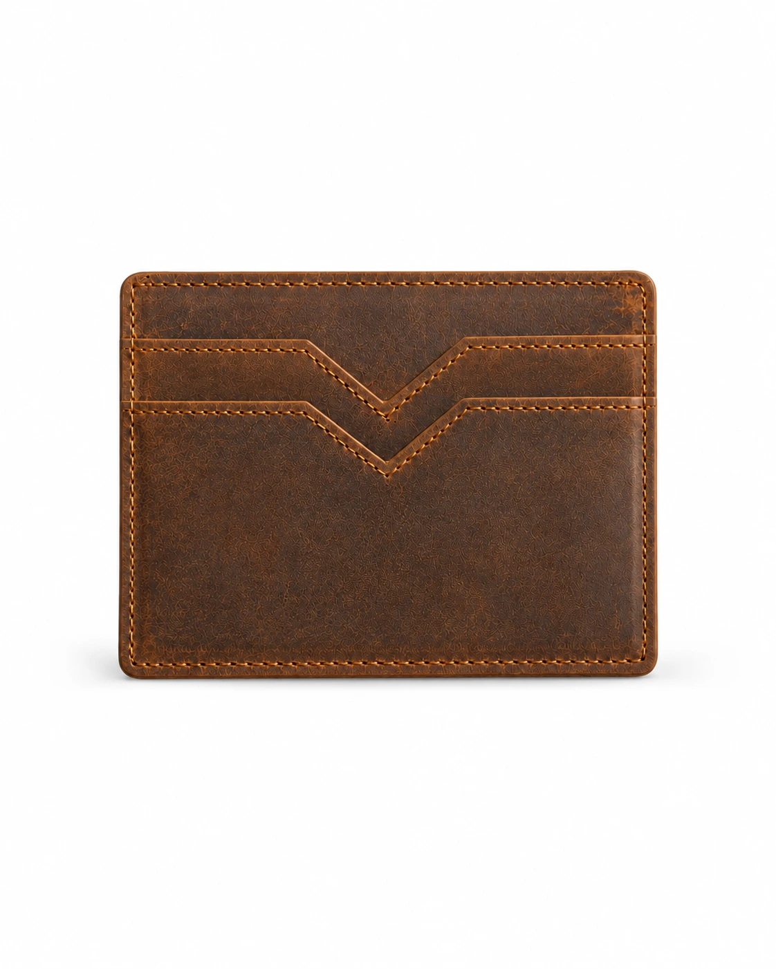 Vintage Genuine Leather Card Wallet | V-Cut Style
